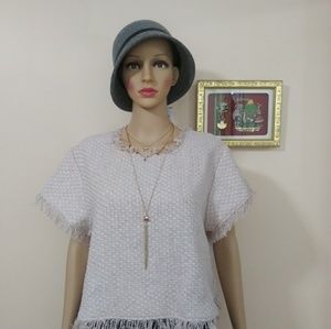 Cupcakes And Cashmere Justeen Raw Edge Blouse Dusty Pink Size S NWT